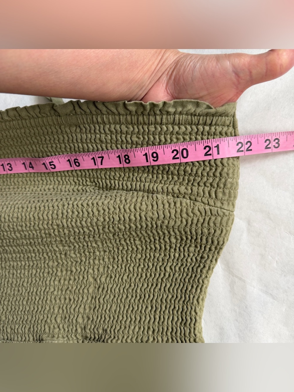 Gap Olive Green Smocked Midi Dress Tie Straps Large XL Sundress Comfy Casual F - Picture 11 of 15